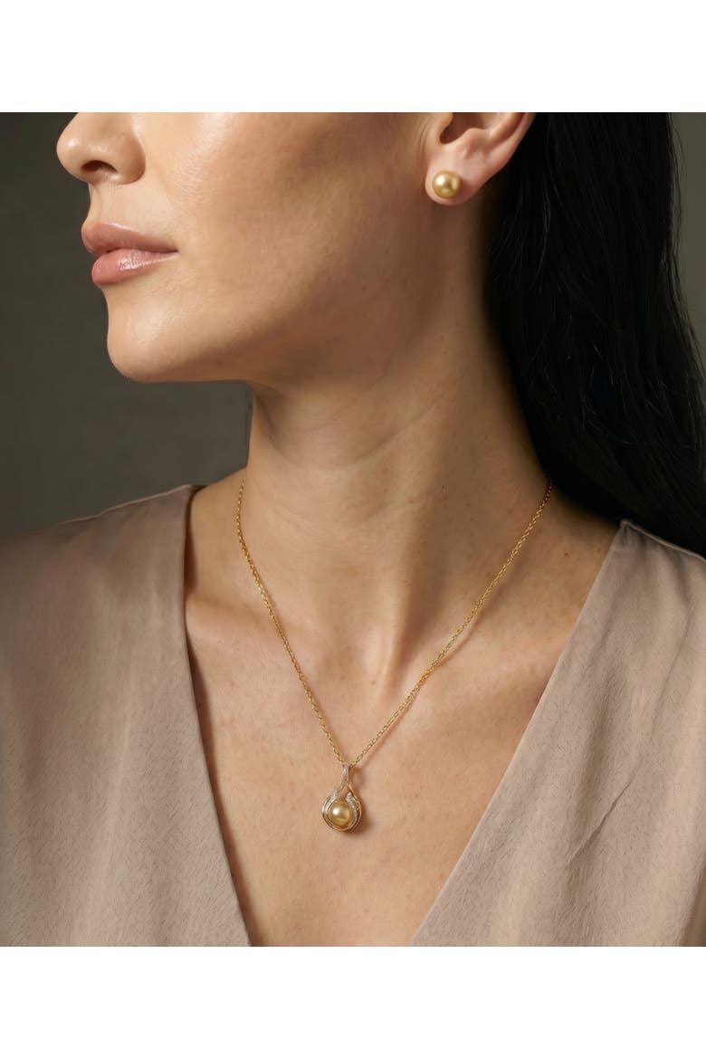 Golden South Sea Pearl & Diamond Layla Pendant, Alternate, color, Golden Pearl