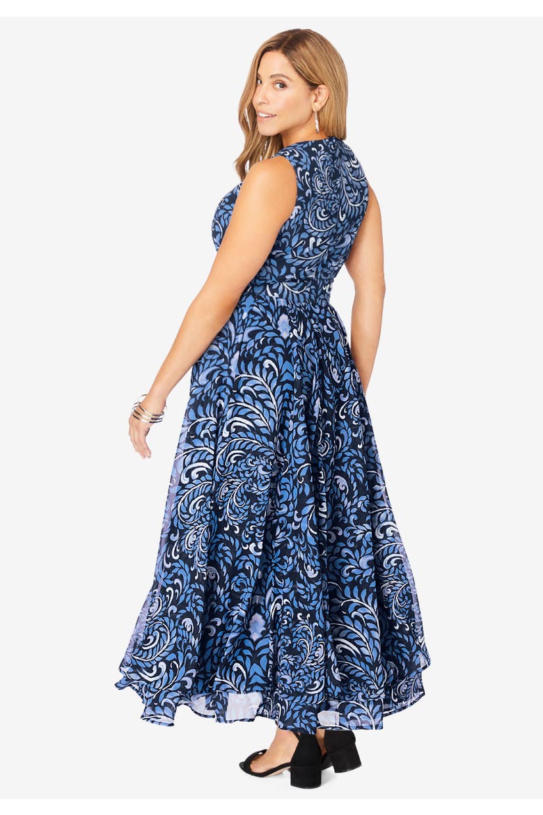 Georgette Flyaway Maxi Dress, Alternate, color, BLACK FLORAL