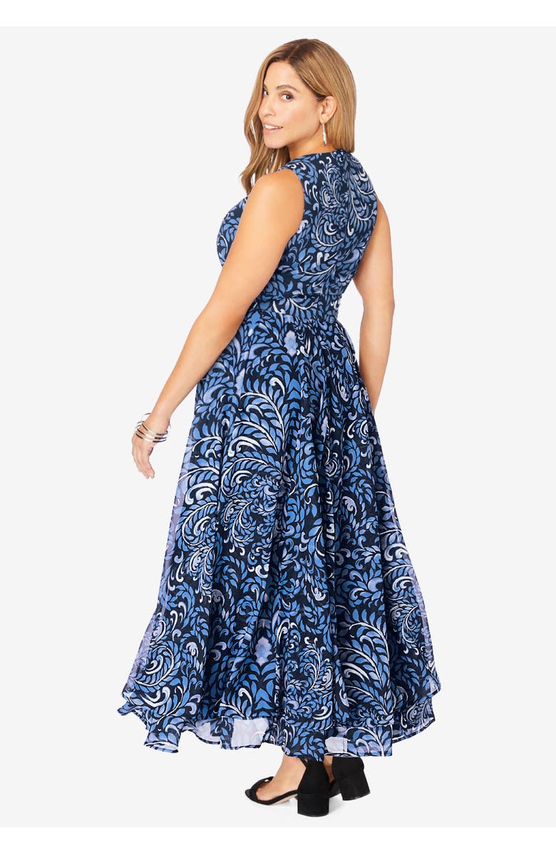 Jessica London Georgette Flyaway Maxi Dress, Alternate, color, Black Floral