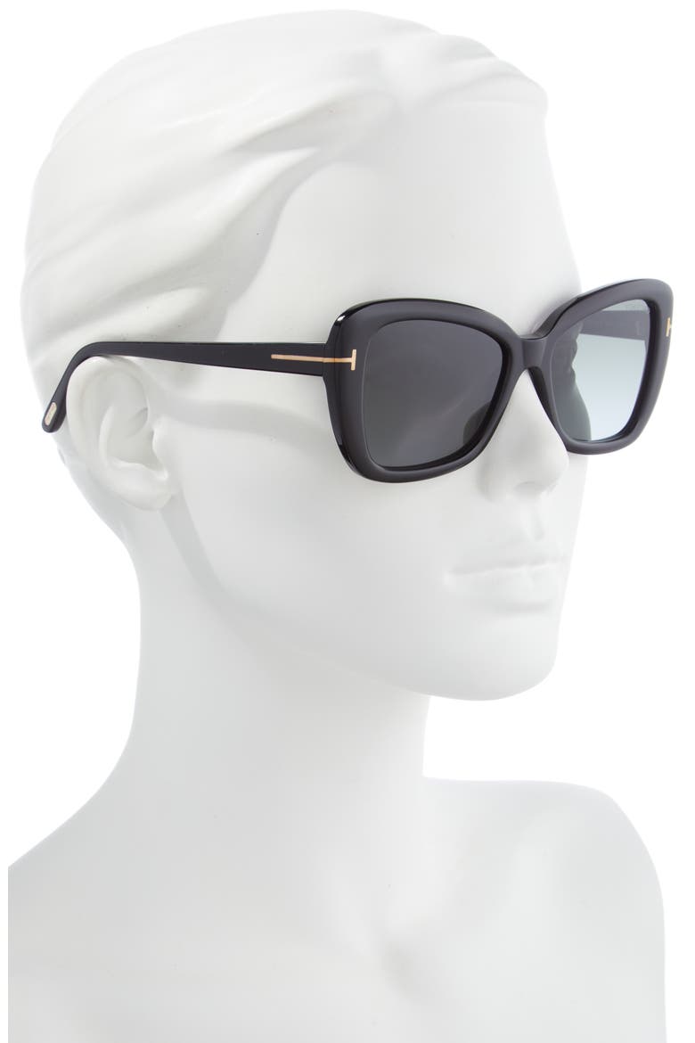 Maeve 55mm Gradient Butterfly Sunglasses, Alternate, color, SHINY BLACK/ SMOKE