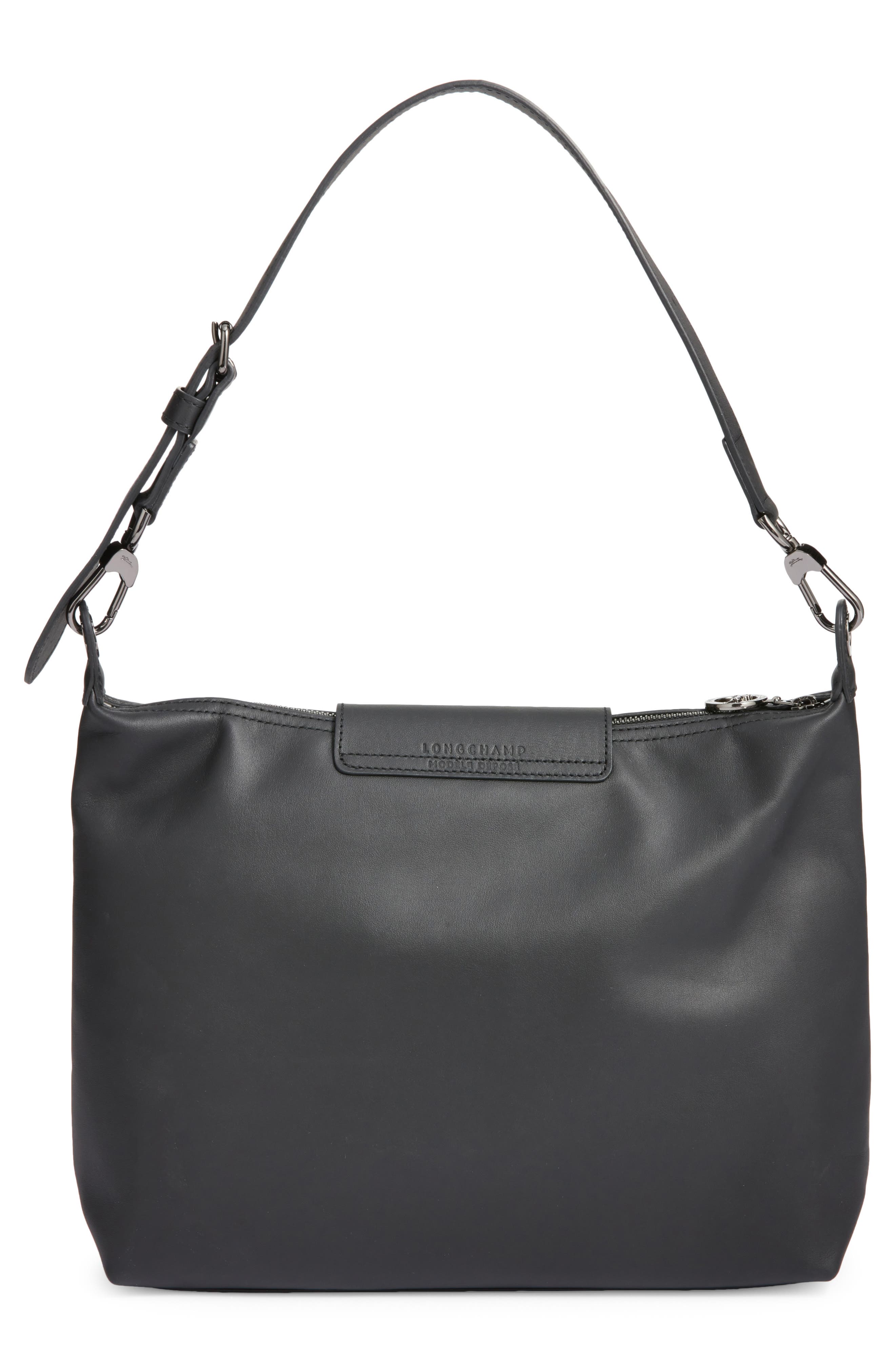 Longchamp Medium Le Pliage Xtra Leather Hobo Bag, Alternate, color, Black