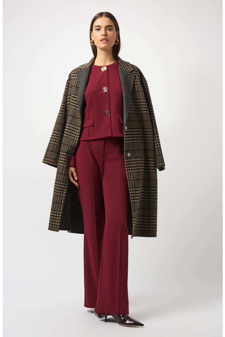 Double Face Plaid Wool Blend Coat, Alternate, color, CAMEL/ MULTI