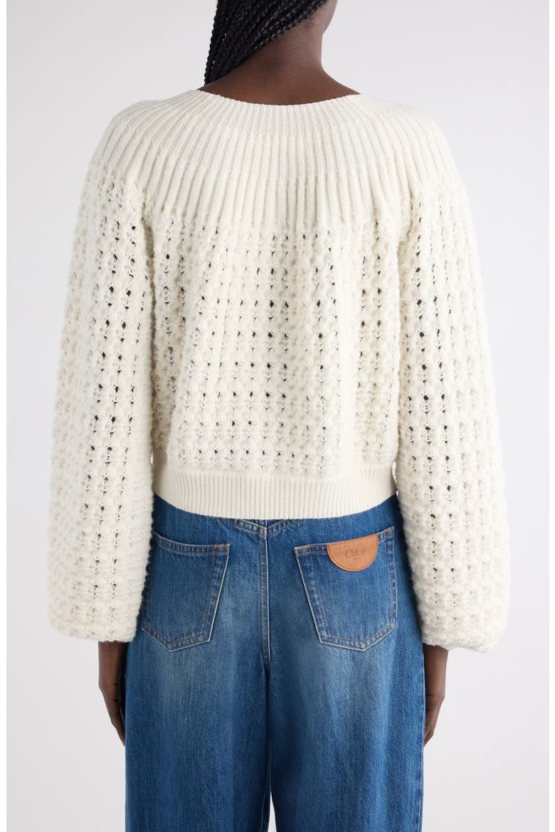 Balloon Sleeve Tweed Cardigan, Alternate, color, ICONIC MILK