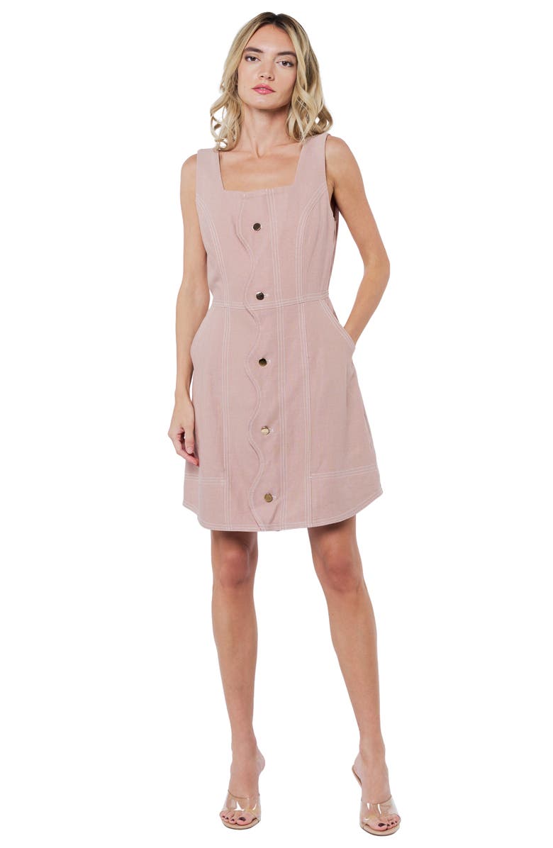 CIEBON Alanni Topstitch Detail Cotton Blend Dress, Alternate, color, Clay