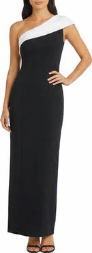 Maggy London Contrast One-Shoulder Gown