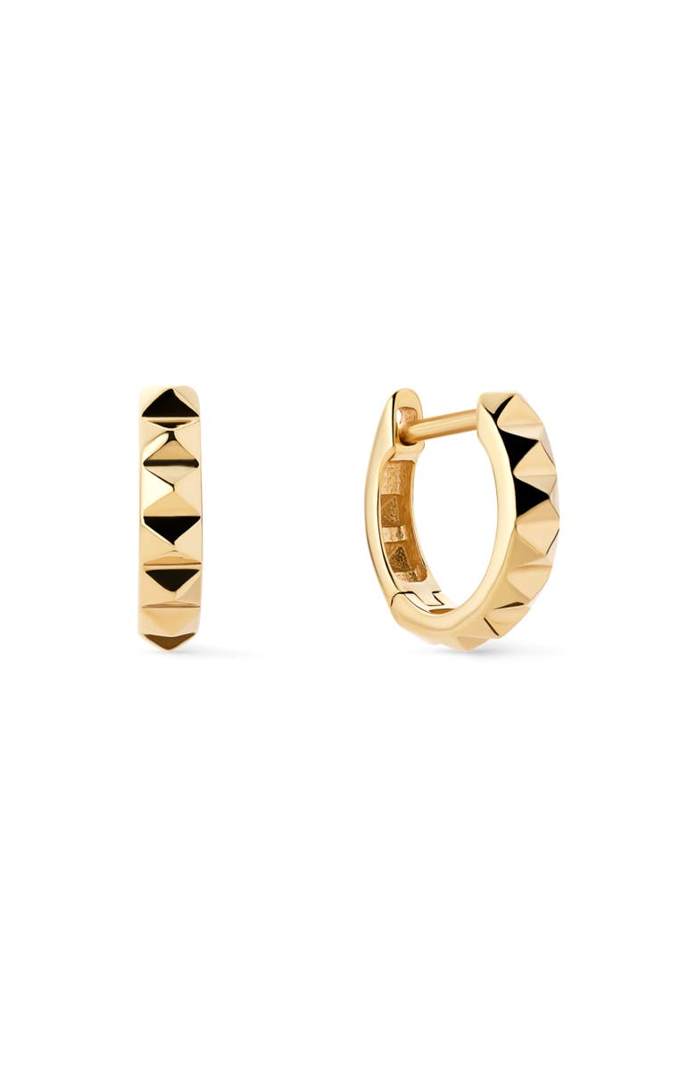 Ana Luisa Solid Yellow Gold - Pyramid Huggie Hoops, Main, color, Gold