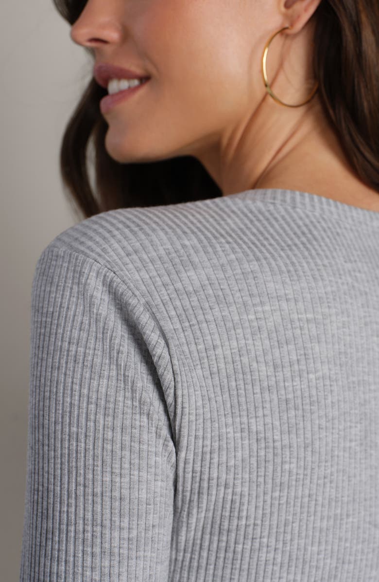 Rhone LivLuxe Rib Cardigan, Alternate, color, Heather Gray