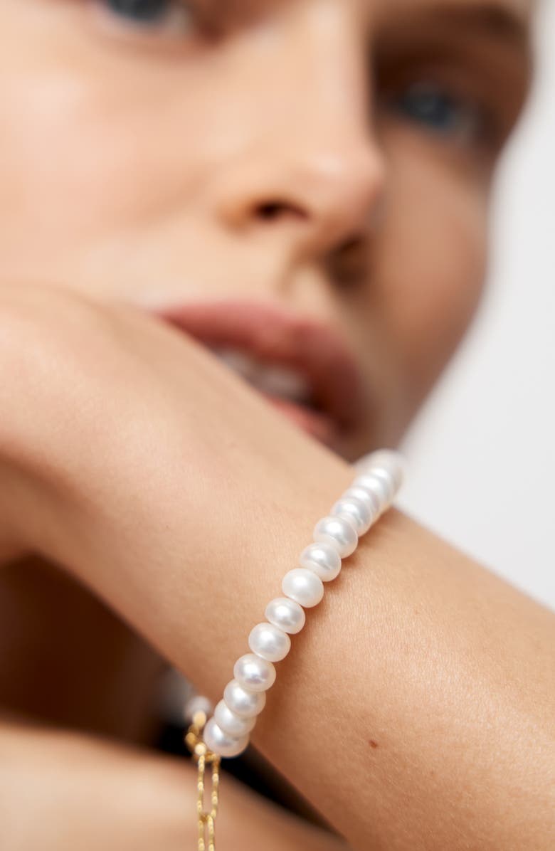 Monica Vinader Nomade Genuine Freshwater Pearl Bracelet, Alternate, color, 18K Gold Vermeil / Pearl