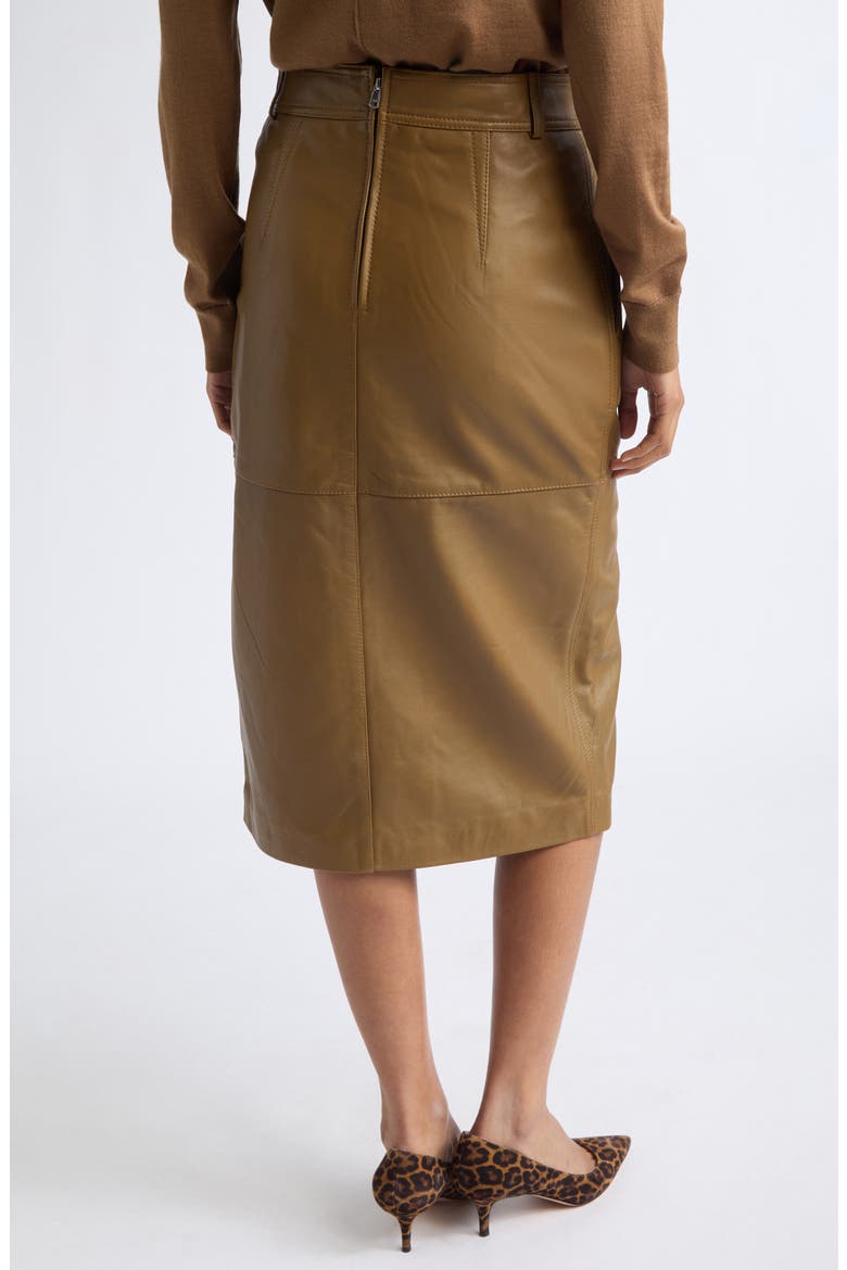 Milly Leather Skirt, Alternate, color, KHAKI GREEN