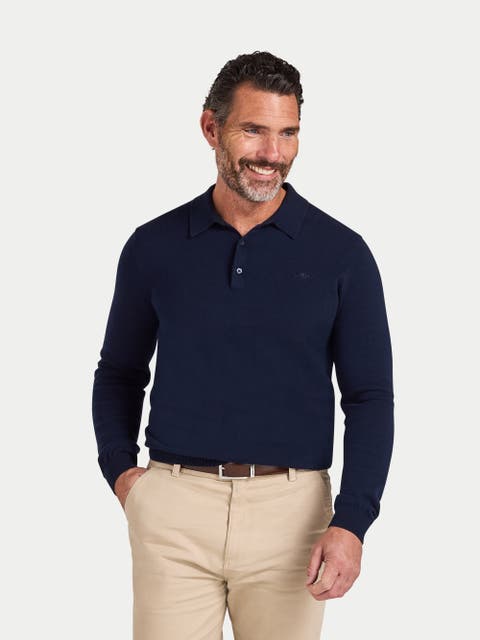Long Sleeve Knitted Polo Shirt