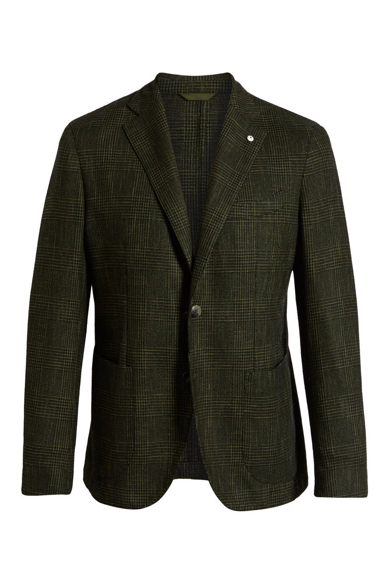 L.B.M 1911 Classic Fit Plaid Cotton Blend Sport Coat, Alternate, color, GREEN