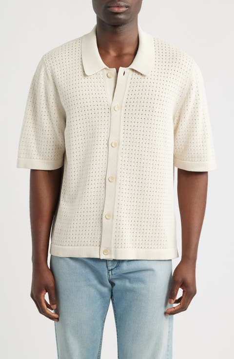 Pointelle Short Sleeve Organic Cotton Sweater