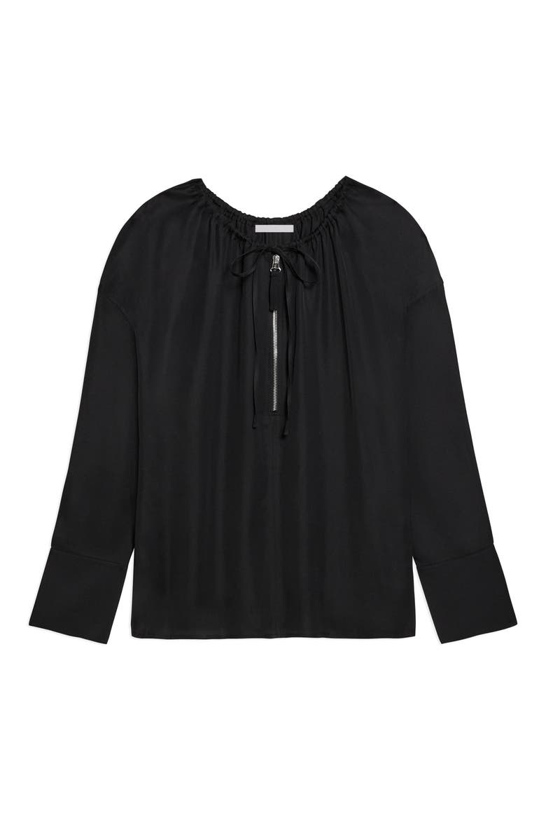 Reversible Long Sleeve Drawstring Top, Alternate, color, BLACK