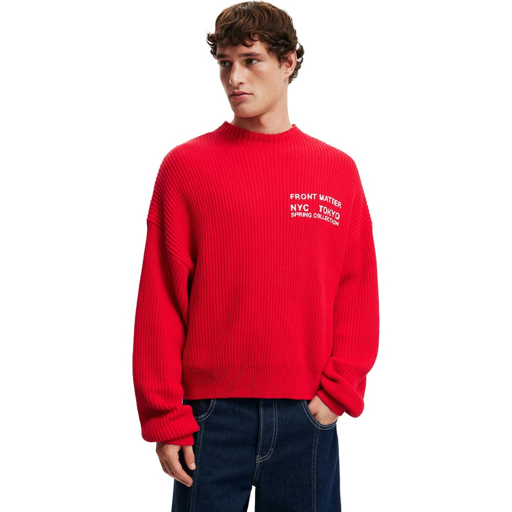 Cotton On Relaxed Crew Knit In Red