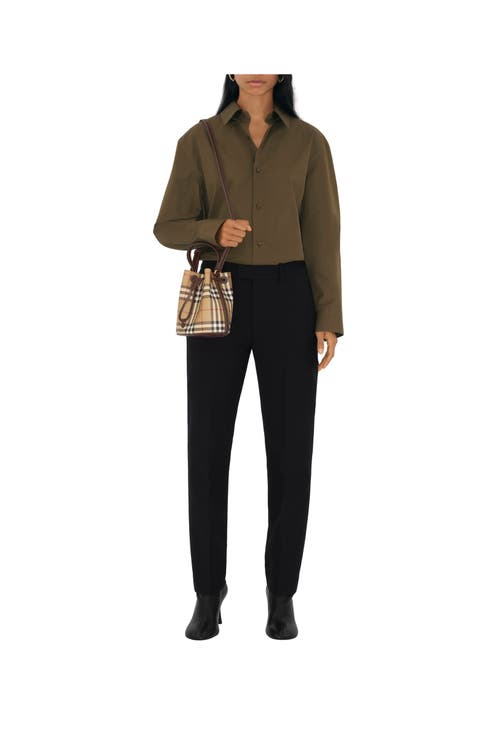Burberry Mini Check Bucket Bag With Drawstring
