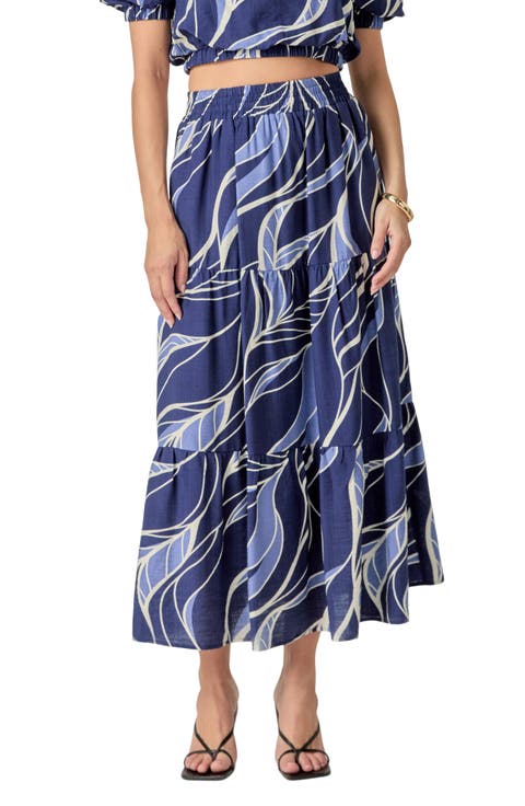 Print Tiered Maxi Skirt