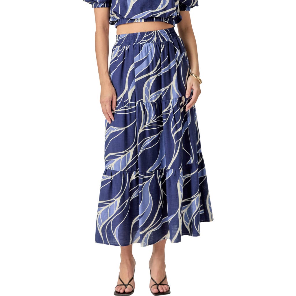 English Factory Print Tiered Maxi Skirt In Blue