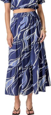 English Factory Print Tiered Maxi Skirt