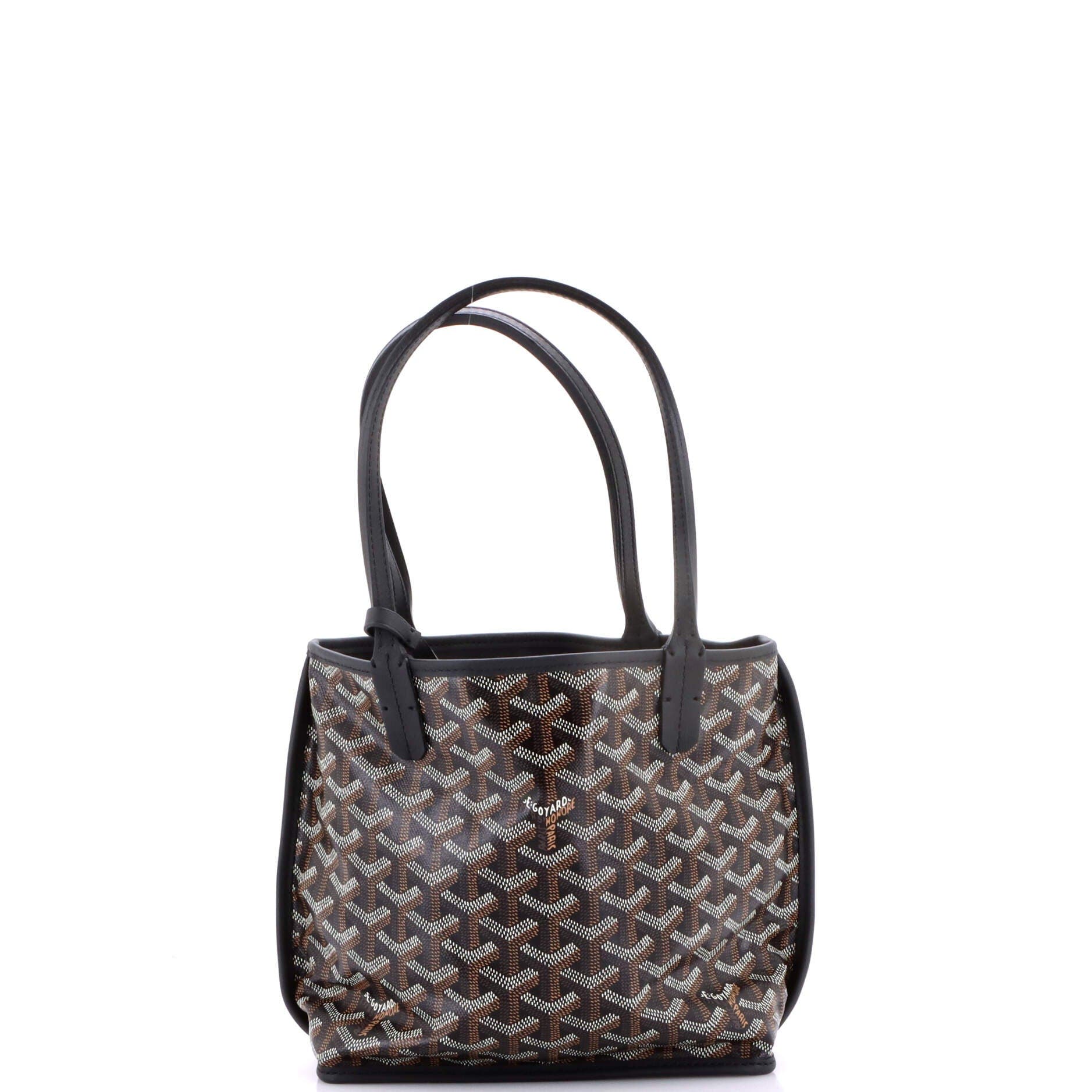 Pre-Owned Goyard Anjou Reversible Tote Coated Canvas Mini, Alternate, color, Black