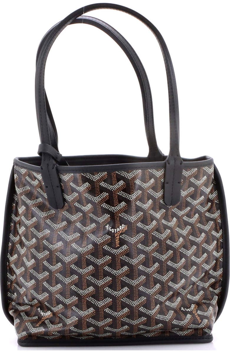Pre-Owned Goyard Anjou Reversible Tote Coated Canvas Mini, Alternate, color, Black