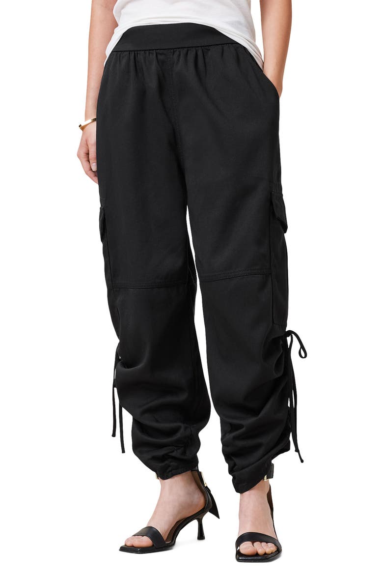 Kaye Ruched Cargo Pants, Main, color, BLACK