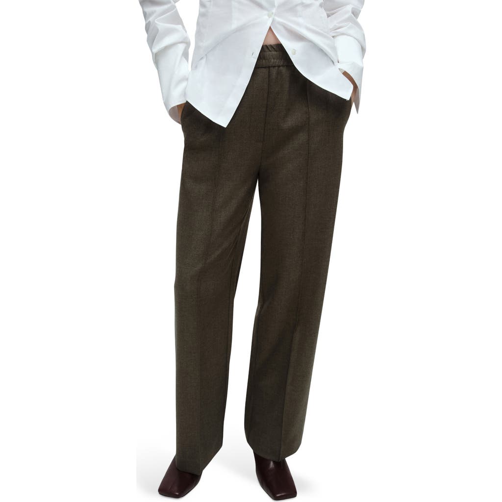 Mango High Waist Wide Leg Pants In Green