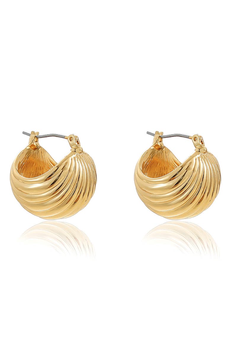 Ettika Ribbed Dome Hoop Earrings, Alternate, color, Gold
