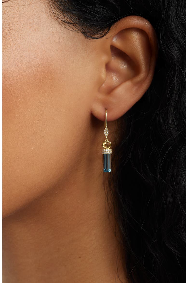Sapphire & Diamond Lever-Back Earrings, Alternate, color, YELLOW GOLD/ BLUE