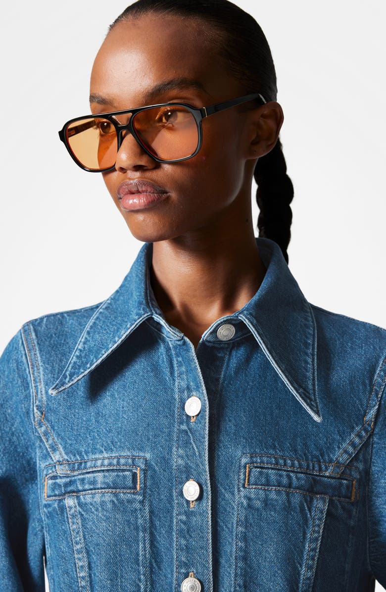 & Other Stories Long Sleeve Belted Wide Leg Denim Jumpsuit, Alternate, color, Blue Medium Dusty