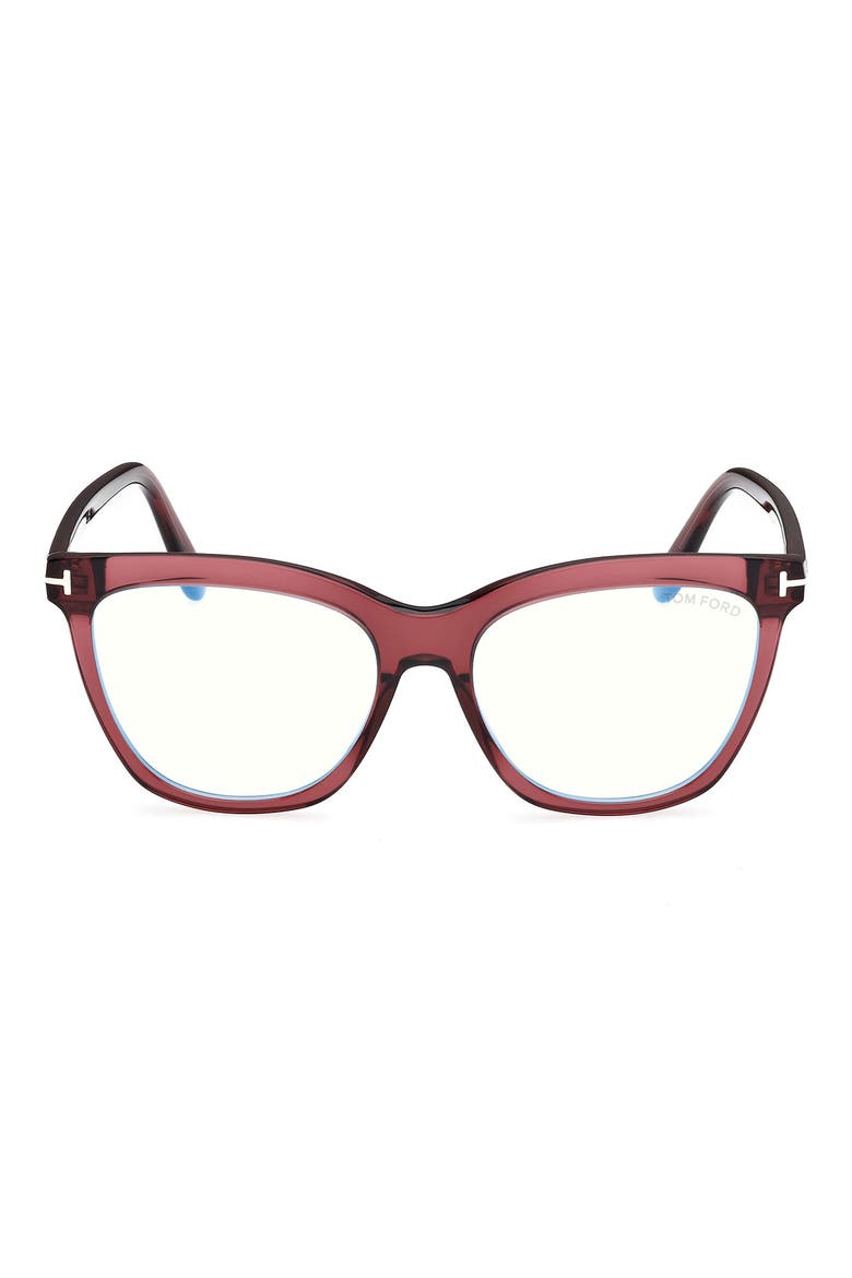 54mm Butterfly Blue Light Blocking Optical Glasses, Main, color, TRANSPARENT WINE / BLUE BLOCK