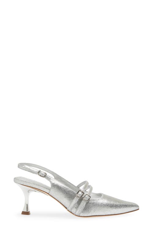 Kaanas Kaia Double Strap Slingback Pump In Silver