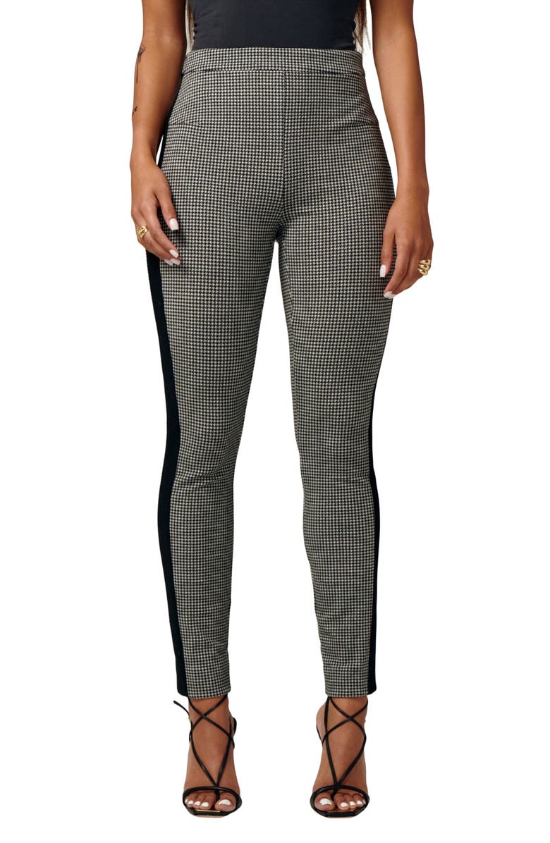 LITA by Ciara Leader Houndstooth Cotton Blend Track Pants, Main, color,