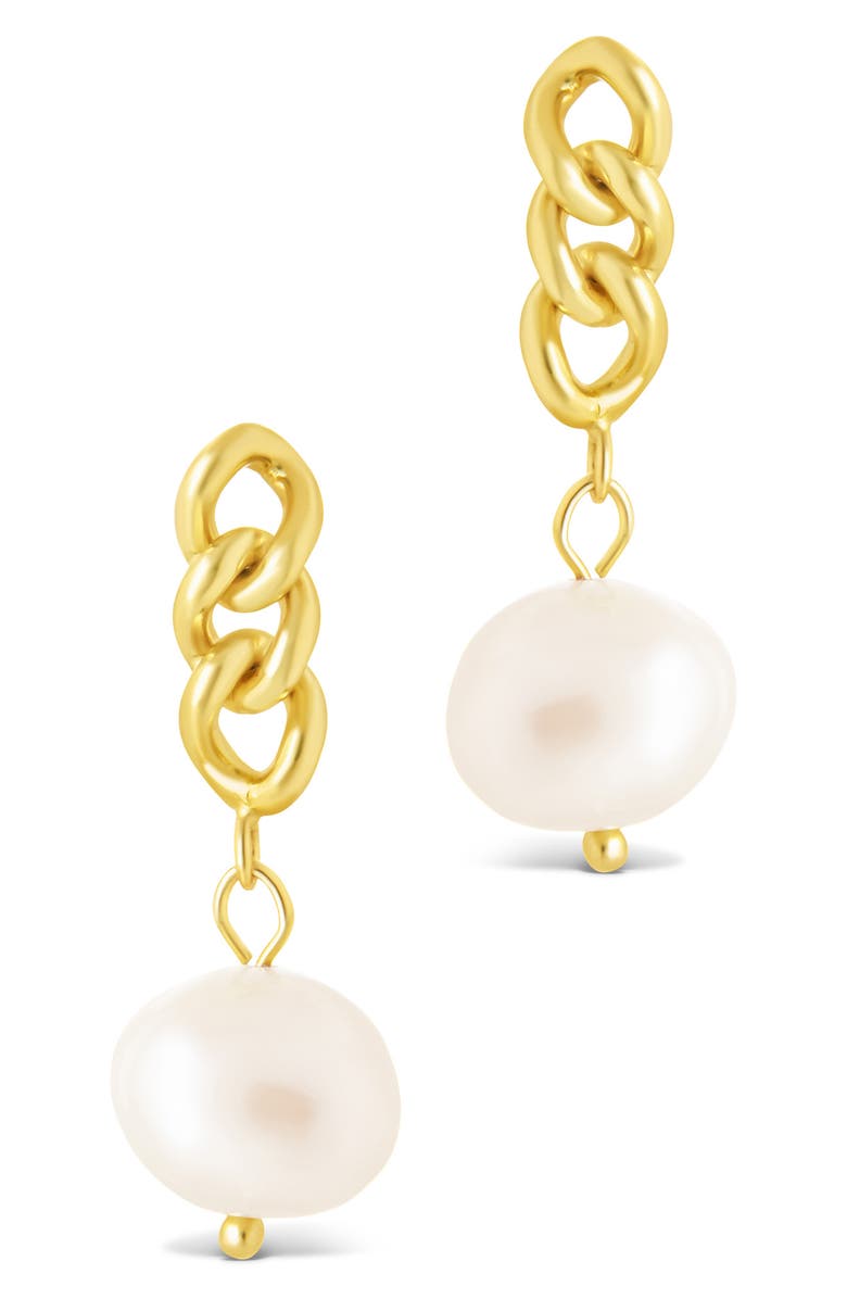 Sterling Forever Priscilla Faux Pearl Crisscross Drop Earrings, Main, color, Gold