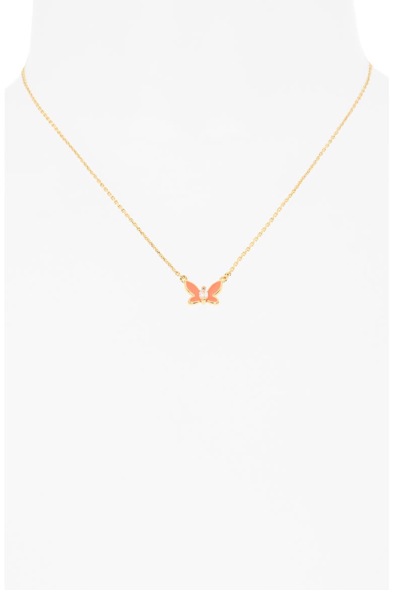 social butterfly pendant necklace, Alternate, color, CORAL