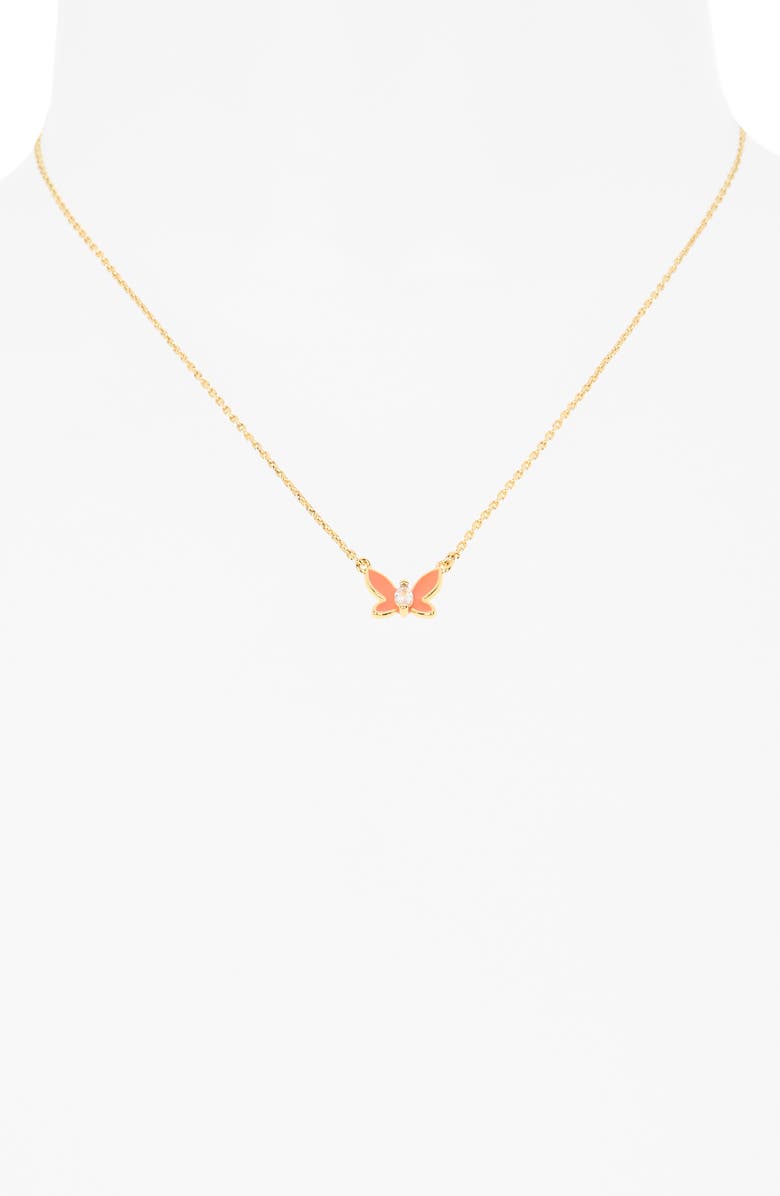Kate Spade New York social butterfly pendant necklace, Alternate, color, Coral
