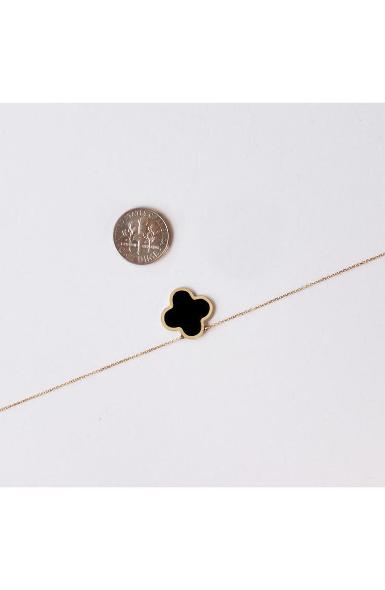 The Lovery Fine Jewelry Extra Large Onyx Single Clover Necklace, Alternate, color, Yellow Gold