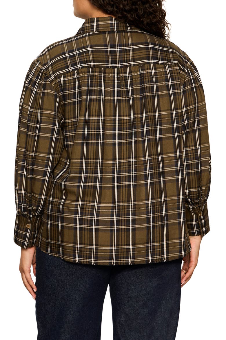 Colette Plaid Button-Up Shirt, Alternate, color, KALAMATA GREEN PLAID