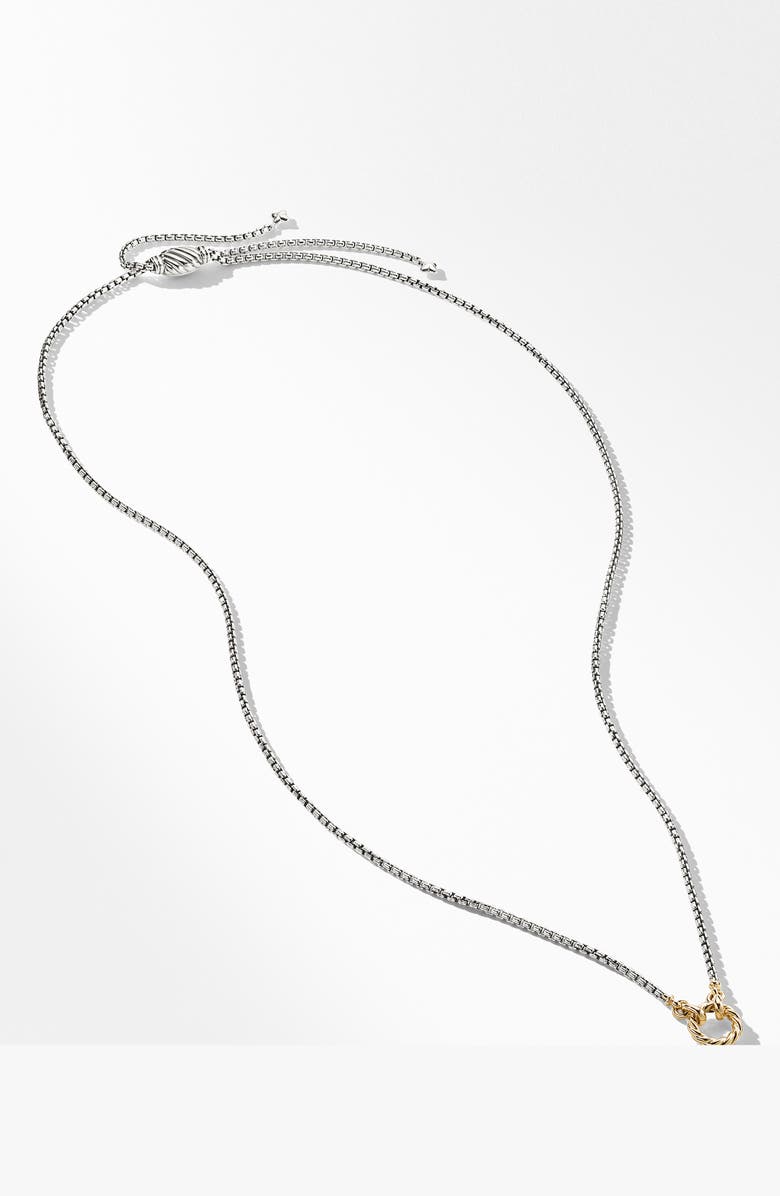 David Yurman Cable Amulet Vehicle Box Chain Necklace in Sterling Silver with 18K Yellow Gold, 2.7mm, Alternate, color, 