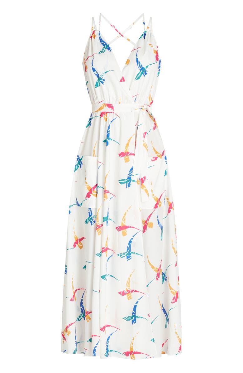 VALIMARE Amelia Maxi Wrap Crepe de Chine Cover-up Dress, Alternate, color, Off White