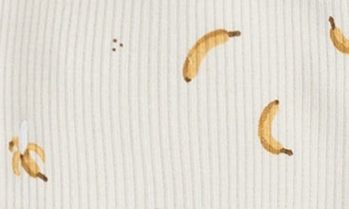 Firsts By Petit Lem Banana Print Cotton Rib One-piece Footed Pajamas