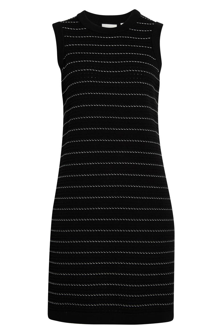 Mindy Mixed Stitch Stripe Sleeveless Cotton Sweater Minidress, Alternate, color, BLACK