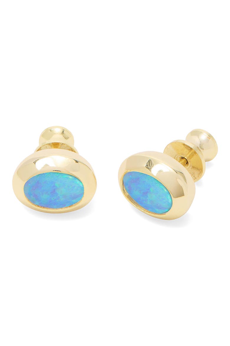 She's a Boss 8mm Simulated Opal Stud Earrings, Alternate, color, GOLD-BLUE OPAL