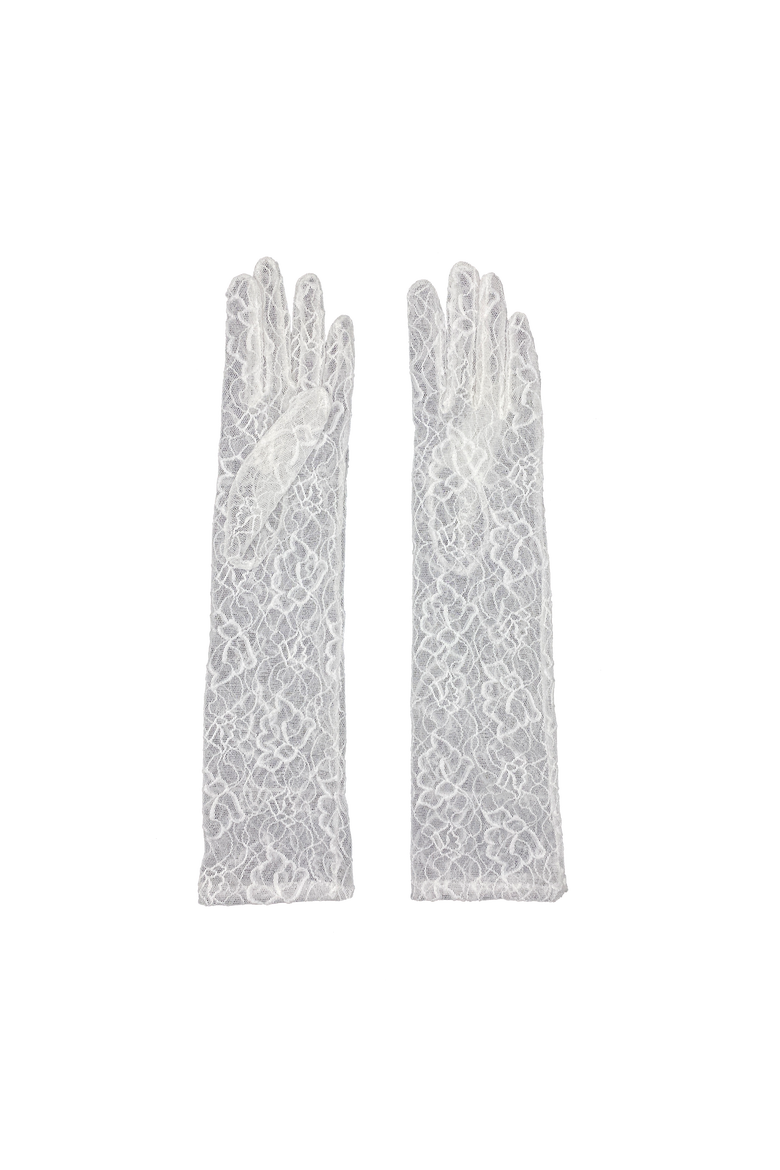 Mid length lace gloves, Main, color, White