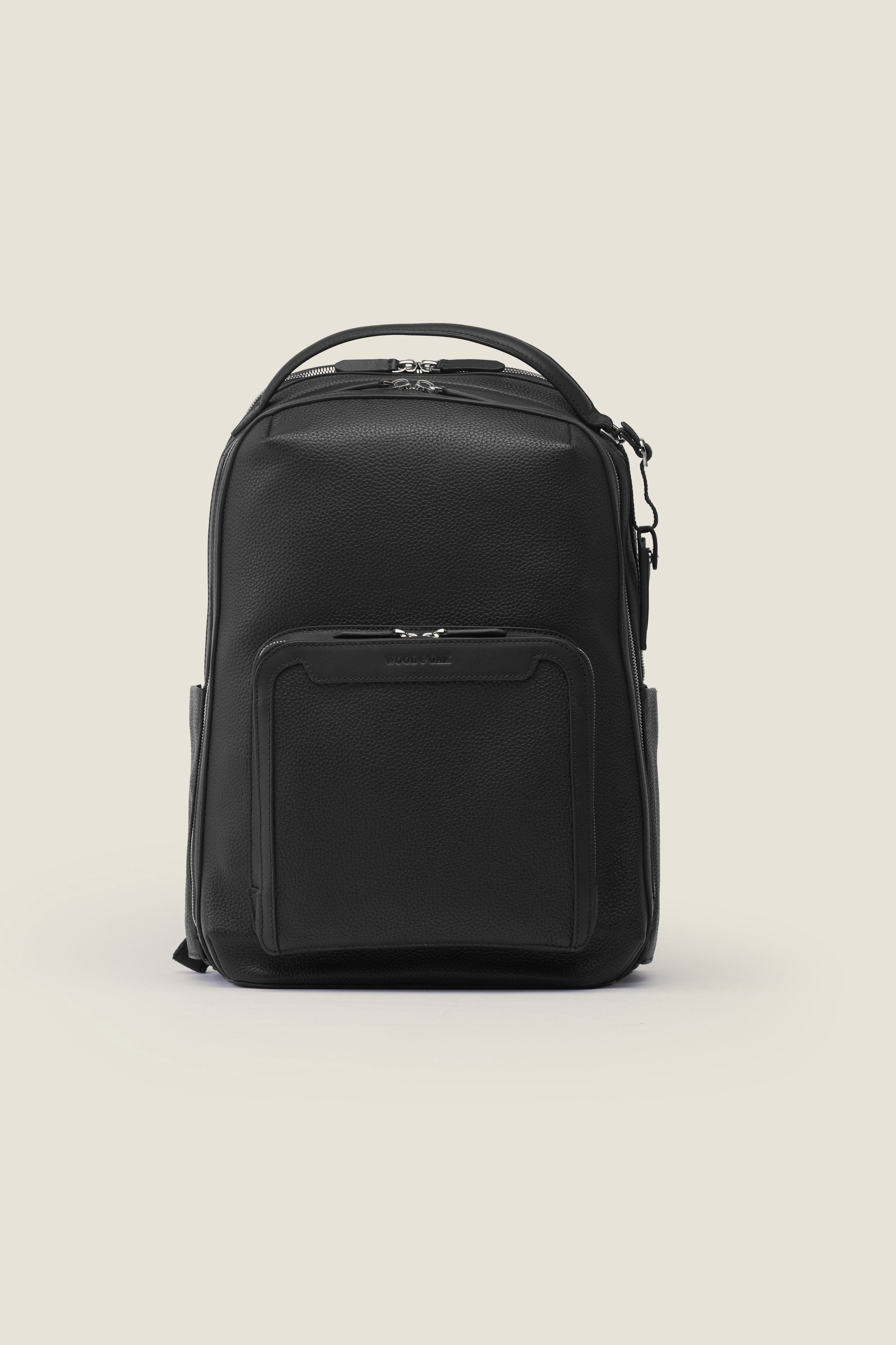 Pilot Organized Expandable Leather Travel Backpack, Alternate, color, Jet Black