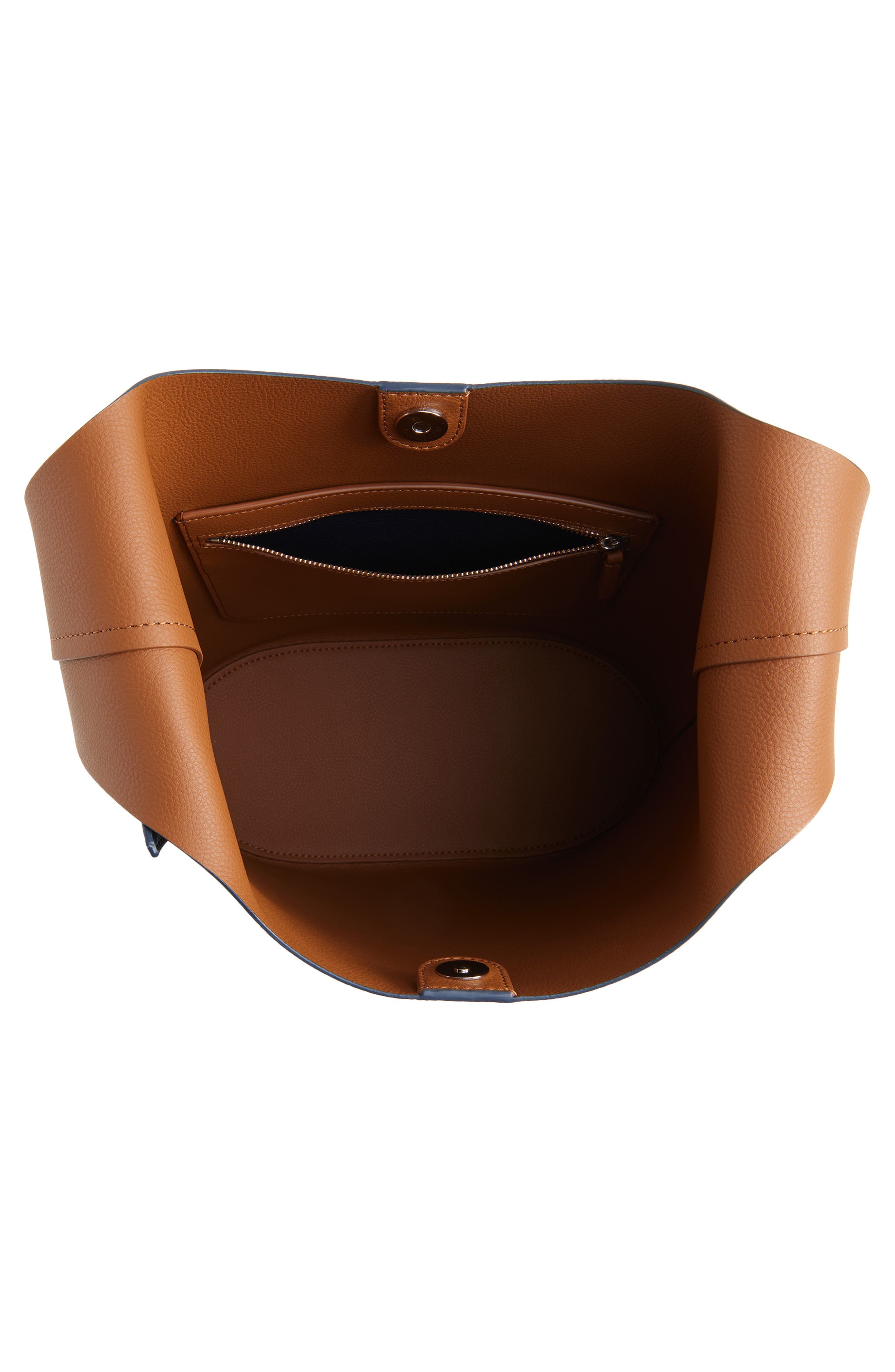 Veronica Beard Large Loop Leather Shoulder Bag, Alternate, color, Navy Hazelwood