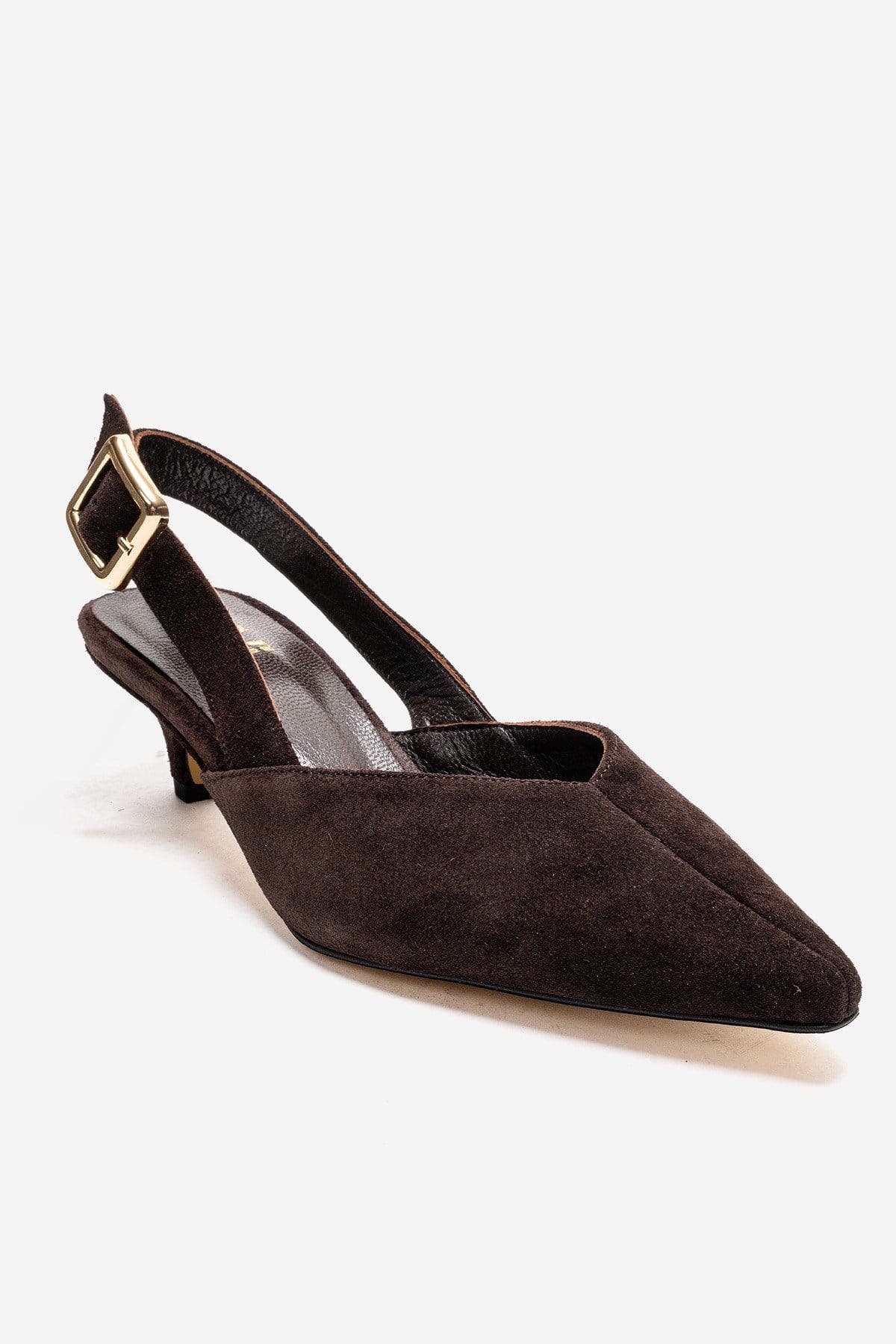Dioris Leather Slingback Kitten Heel Pump, Alternate, color, Brown Suede