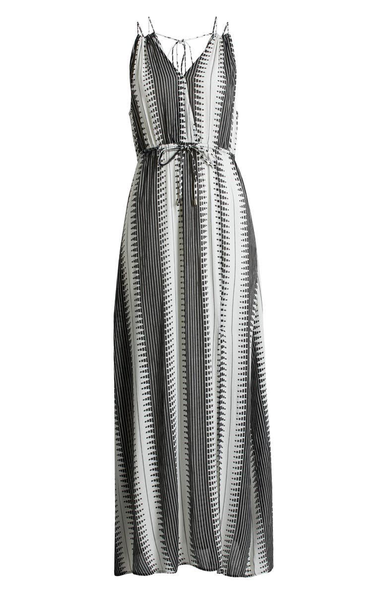 Elan Crinkle Gauze Cover-Up Maxi Dress, Alternate, color, Black/ White Kenya