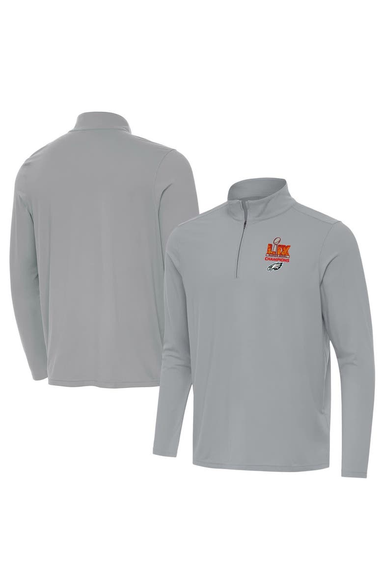ANTIGUA Men's Antigua Gray Philadelphia Eagles Super Bowl LIX Champions Intent Quarter-Zip Pullover Top, Alternate, color, Gray