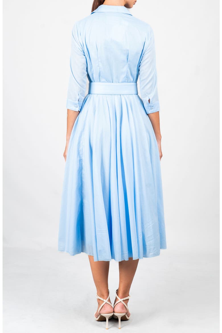 Blue Belted Midi Shirtdress, Alternate, color, Solid Soft Blue