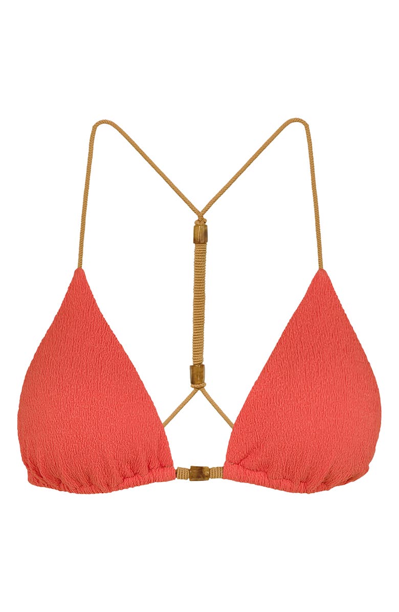 ViX Paula Hermanny Firenze April Crinkle T-Back Bikini Top, Alternate, color, Coral